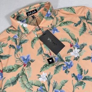 NWT Bad Birdie Core Polo Shirt Mens Medium Flora Fiesta Design Golf Short Sleeve